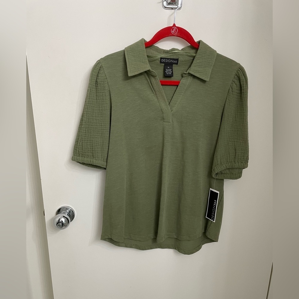 Design 365 puff sleeve polo style shirt
